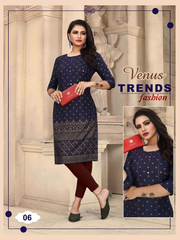 Aagya Venus Ethnic Wear Rayon Designer Kurti Collection